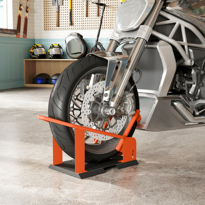 Motorcycle Wheel Chock, 816.5 kg Capacity Heavy Duty Steel Motorcycle Front Wheel Chock Holder with 3 Height Adjustable Holes