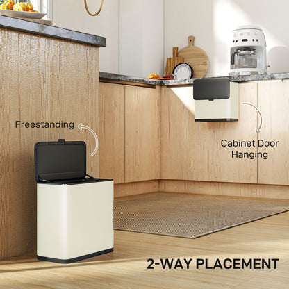 8L Hanging Kitchen Bin, Rubbish bin with Lid and Removable Inner Bucket for Kitchen Cabinet Door, Under Sink, Office