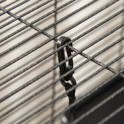 Small Animal Cage with Wheels Pet Home for Chinchillas Ferrets Kittens, with Hammock, 4 Platforms, Removable Tray, Silver