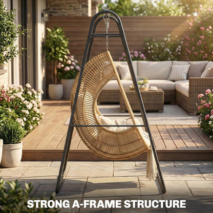 Hammock Chair Stand Only 150KG Load Capacity for Indoor Outdoor, Black
