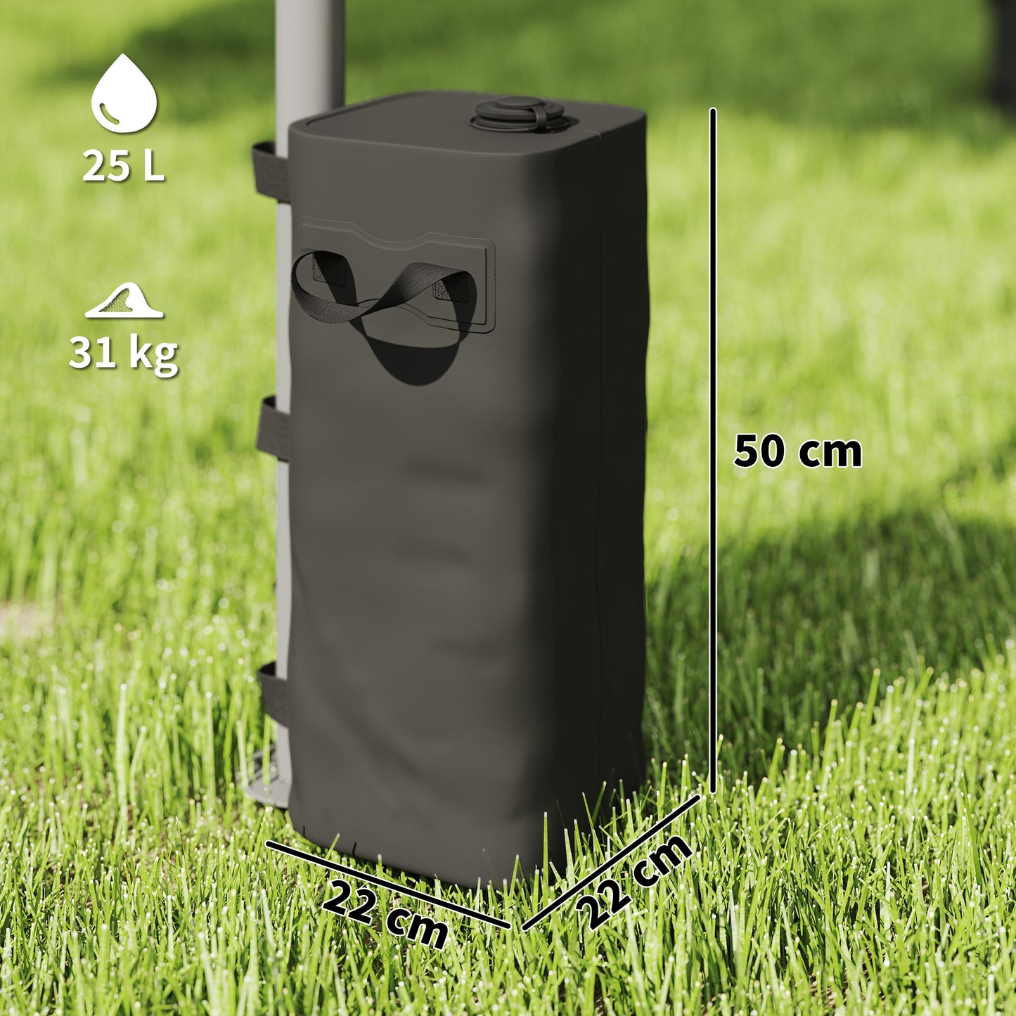 Set of 4 Heavy Duty Gazebo Weights Bags, 500D Sand Weights with Carry Handles for Garden Marquee, Parasol, Black