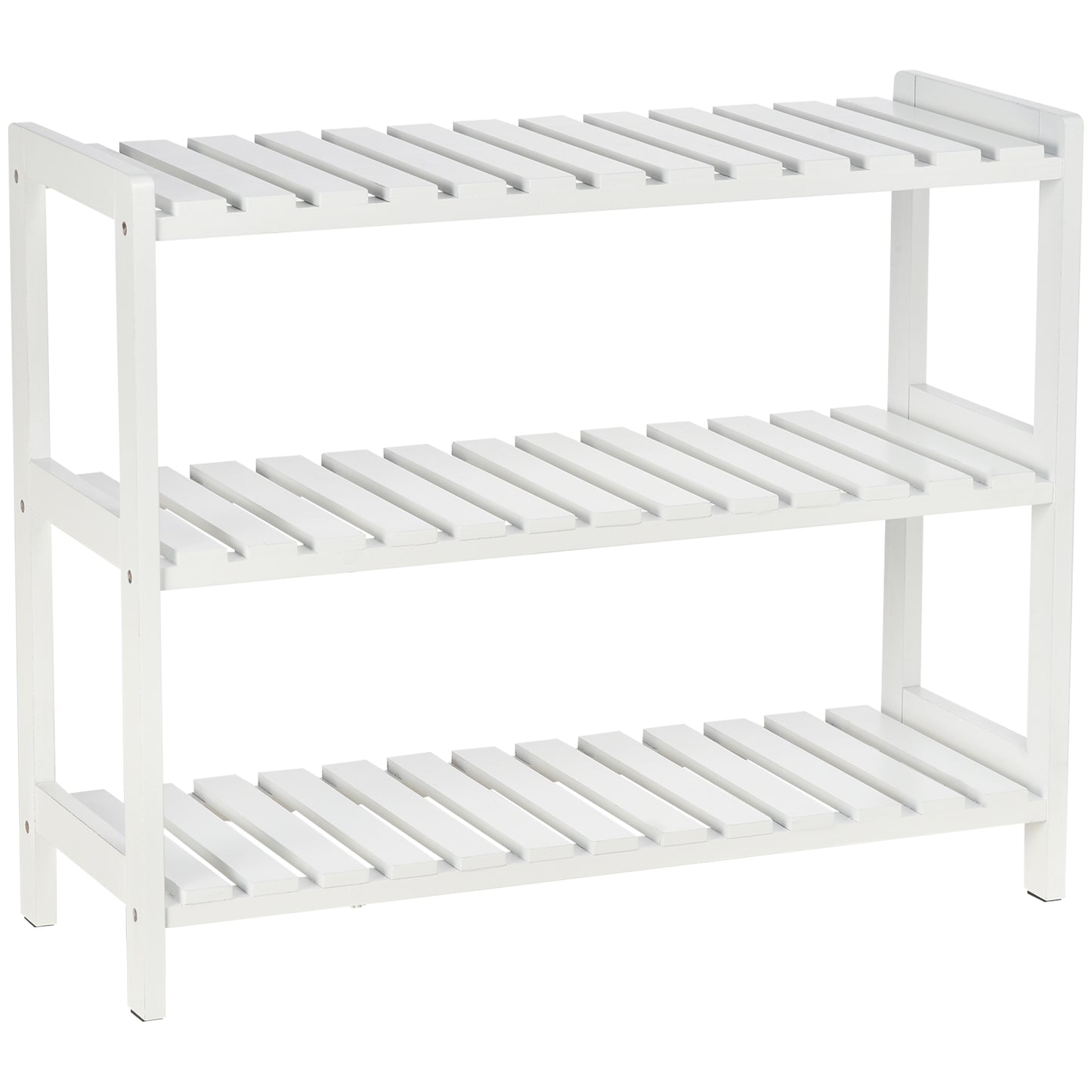 3-Tier Shoe Rack Wood Frame Slatted Shelves Spacious Open Hygienic Storage Home Hallway Furniture Family Guests 70L x 26W x 5