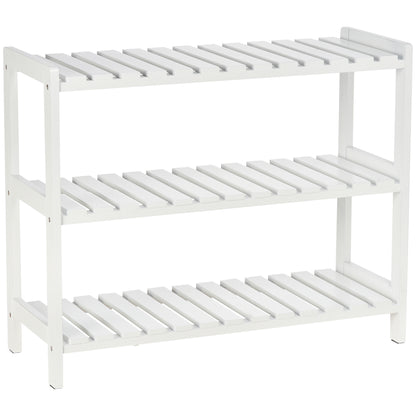 3-Tier Shoe Rack Wood Frame Slatted Shelves Spacious Open Hygienic Storage Home Hallway Furniture Family Guests 70L x 26W x 5