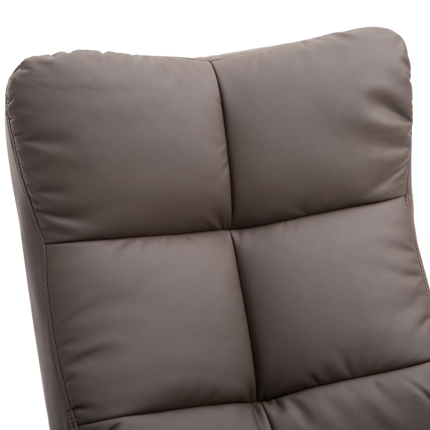 PU Leather Swivel Recliner Chair with Footstool, Wooden Base and Storage for Living Room, Brown