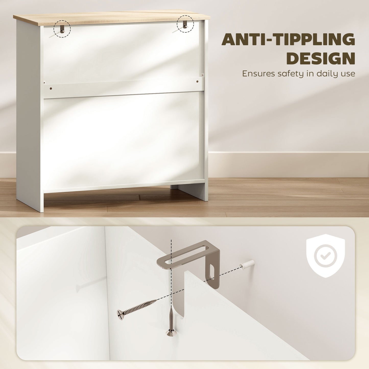 Sideboard Storage Cabinet, Modern Kitchen Cupboard with Adjustable Shelf, Drawer and Double Doors, Cream White