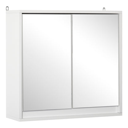 Bathroom Mirror Cabinet Wall Mounted Storage Shelf Bathroom Cupboard Double Door, White