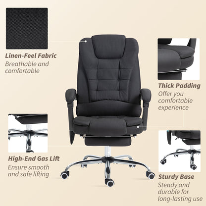 Six-Point Massage and Heated Office Chair with 135°Recline Back - Black