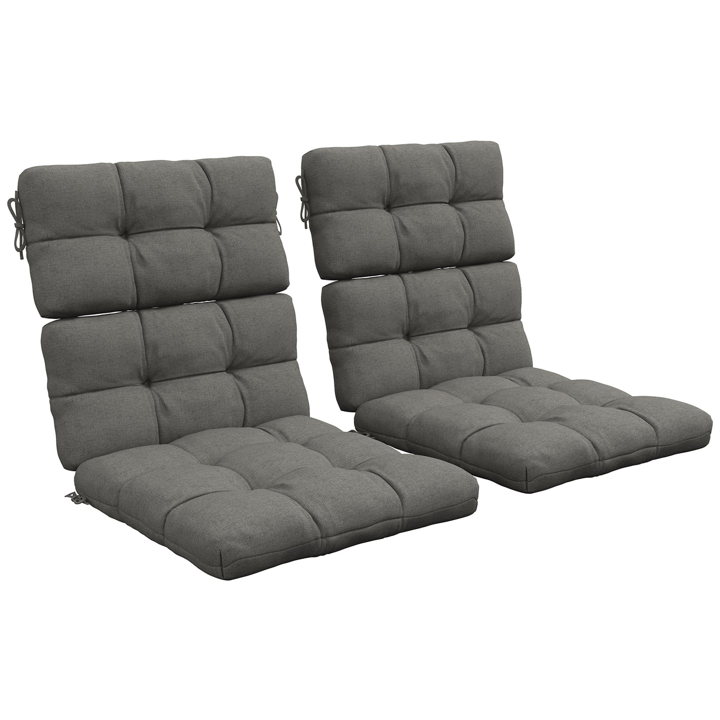 2-Piece Seat Cushion Replacement with Backrest, Garden Patio Chair Cushions Set with Ties, Charcoal Grey