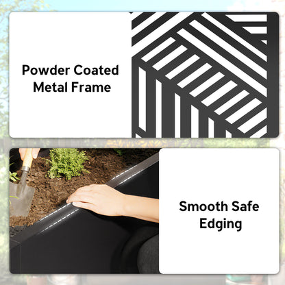 Metal Garden Bed for Garden with Trellis, Raised Garden Bed with Privacy Screen, Geometric Slatted Cut-Out