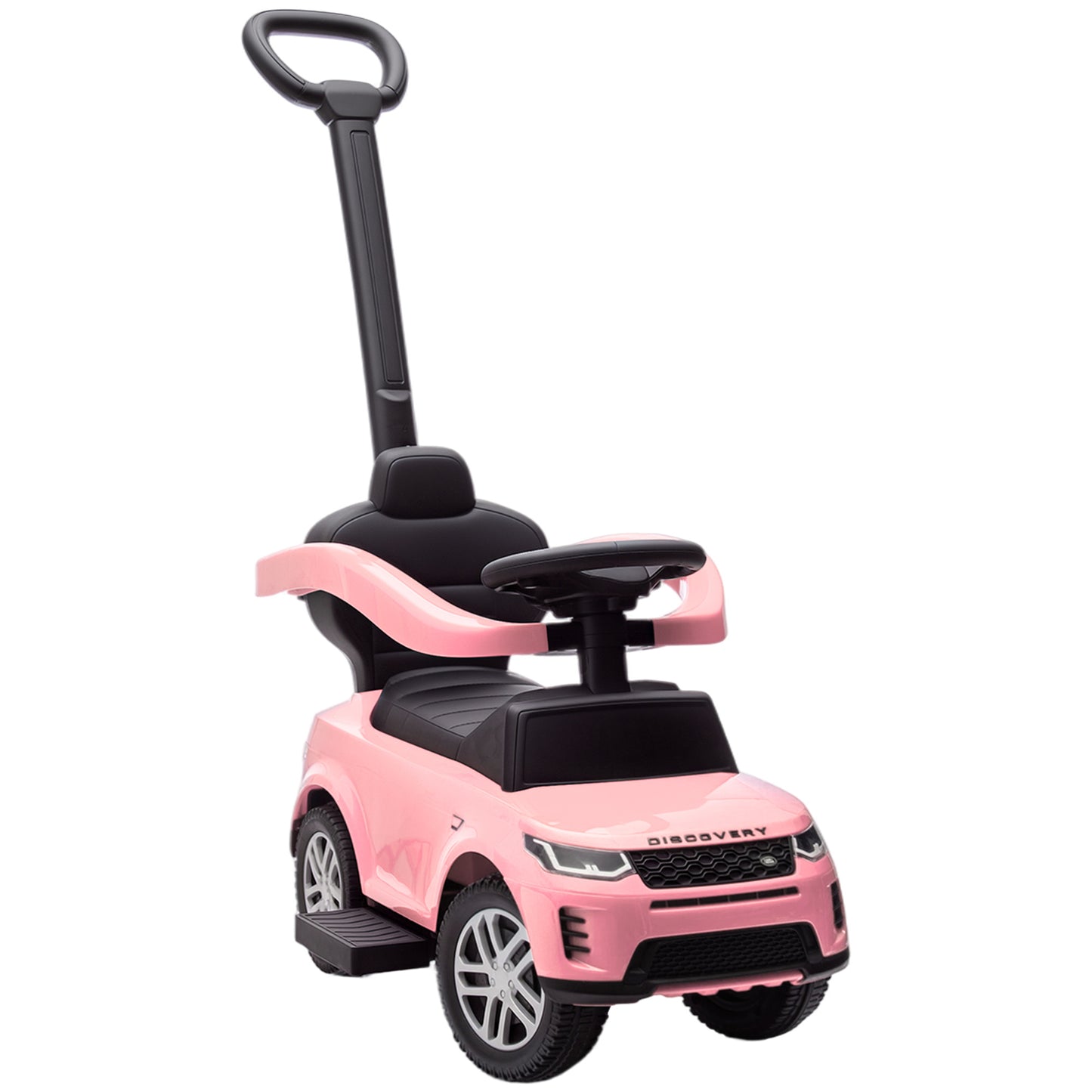 Land Rover Discovery Licensed Baby Push Car, 2-in-1 Ride on Car with Push Handle and Safety Guardrail, Pink