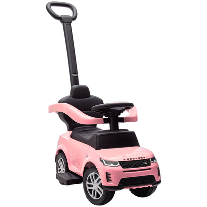 Land Rover Discovery Licensed Baby Push Car, 2-in-1 Ride on Car with Push Handle and Safety Guardrail, Pink