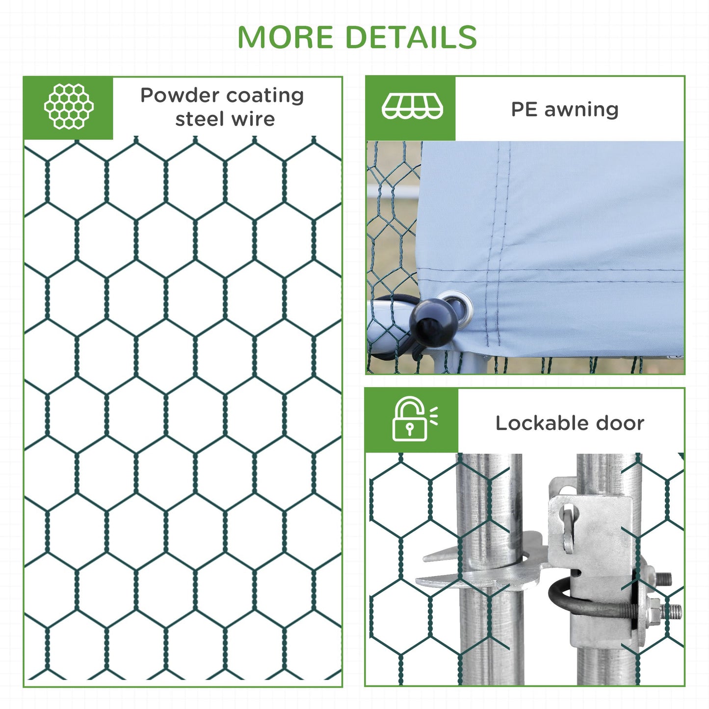 Large Chicken Coop, Galvanised Walk In Chicken Coop Hen House w/ Water-Resist Cover, Grey
