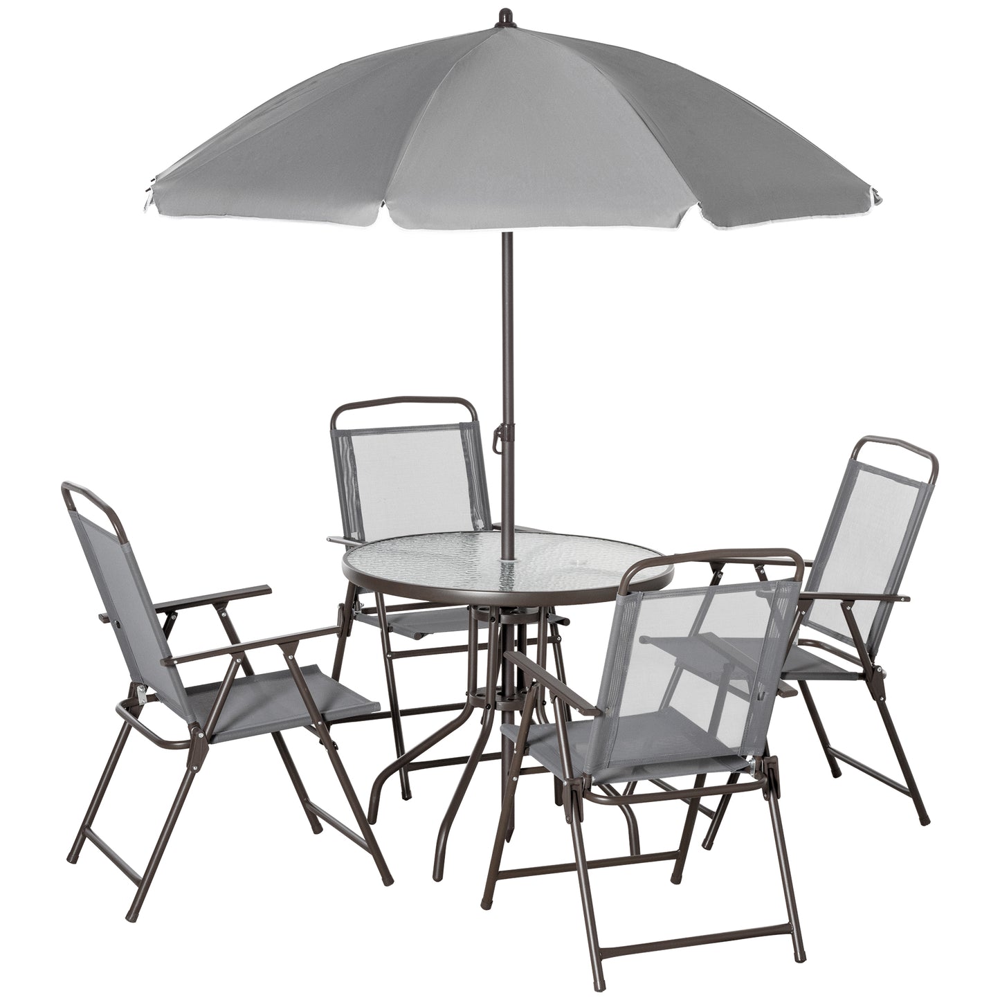 6 Piece Garden Dining Set with Umbrella, Outdoor Dining Sets with Parasol