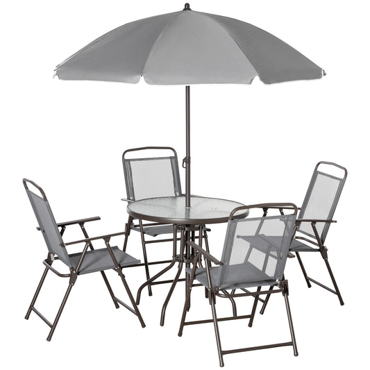 6 Piece Garden Dining Set with Umbrella, Outdoor Dining Sets with Parasol