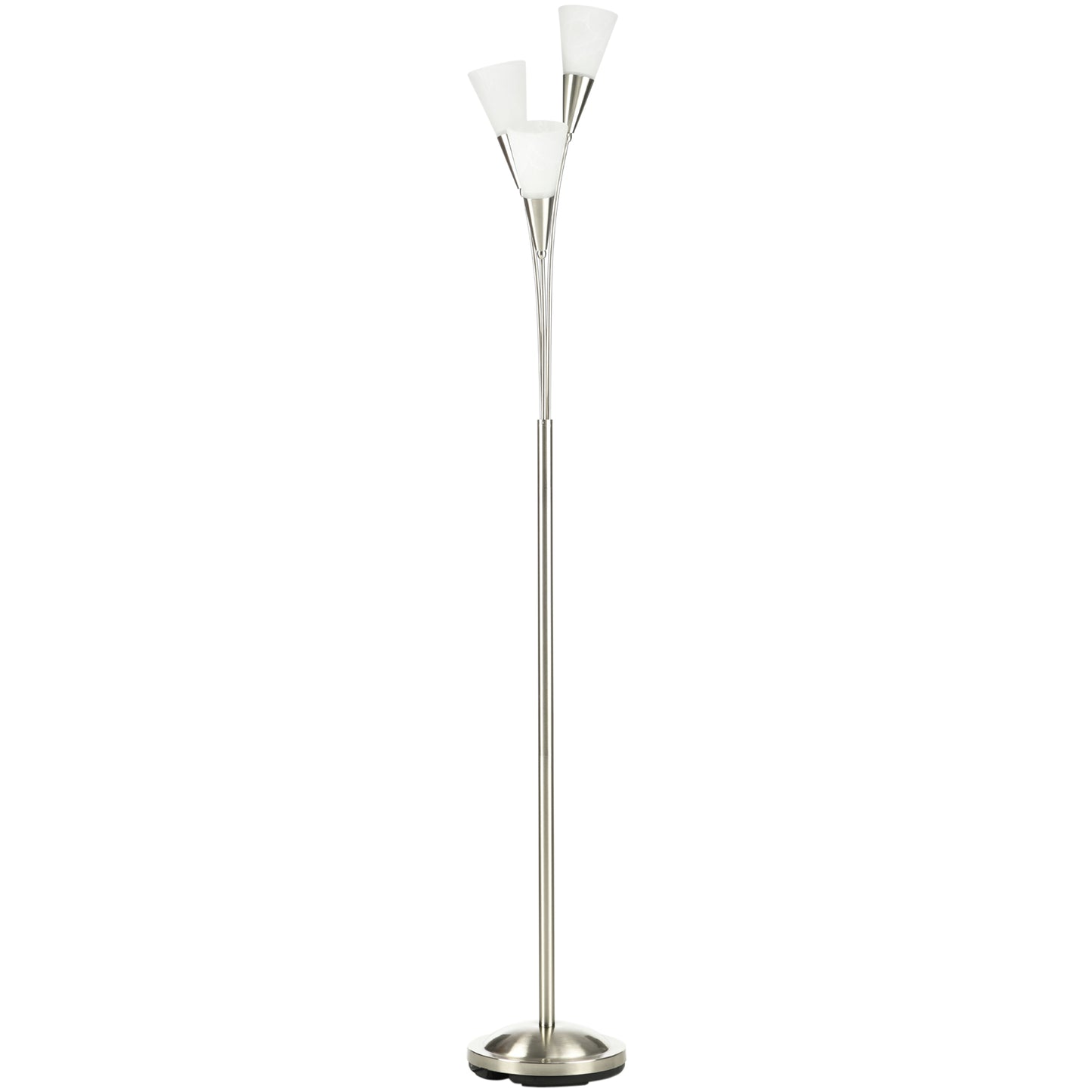 Modern Standing Lamp, 3-Light Upright Floor Lamps for Living Room, Silver Tone