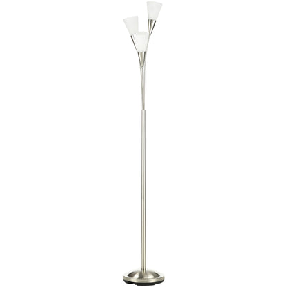 Modern Standing Lamp, 3-Light Upright Floor Lamps for Living Room, Silver Tone