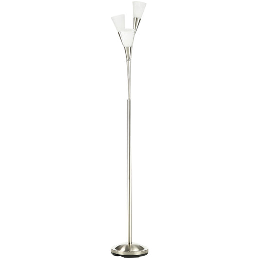 Modern Standing Lamp, 3-Light Upright Floor Lamps for Living Room, Silver Tone