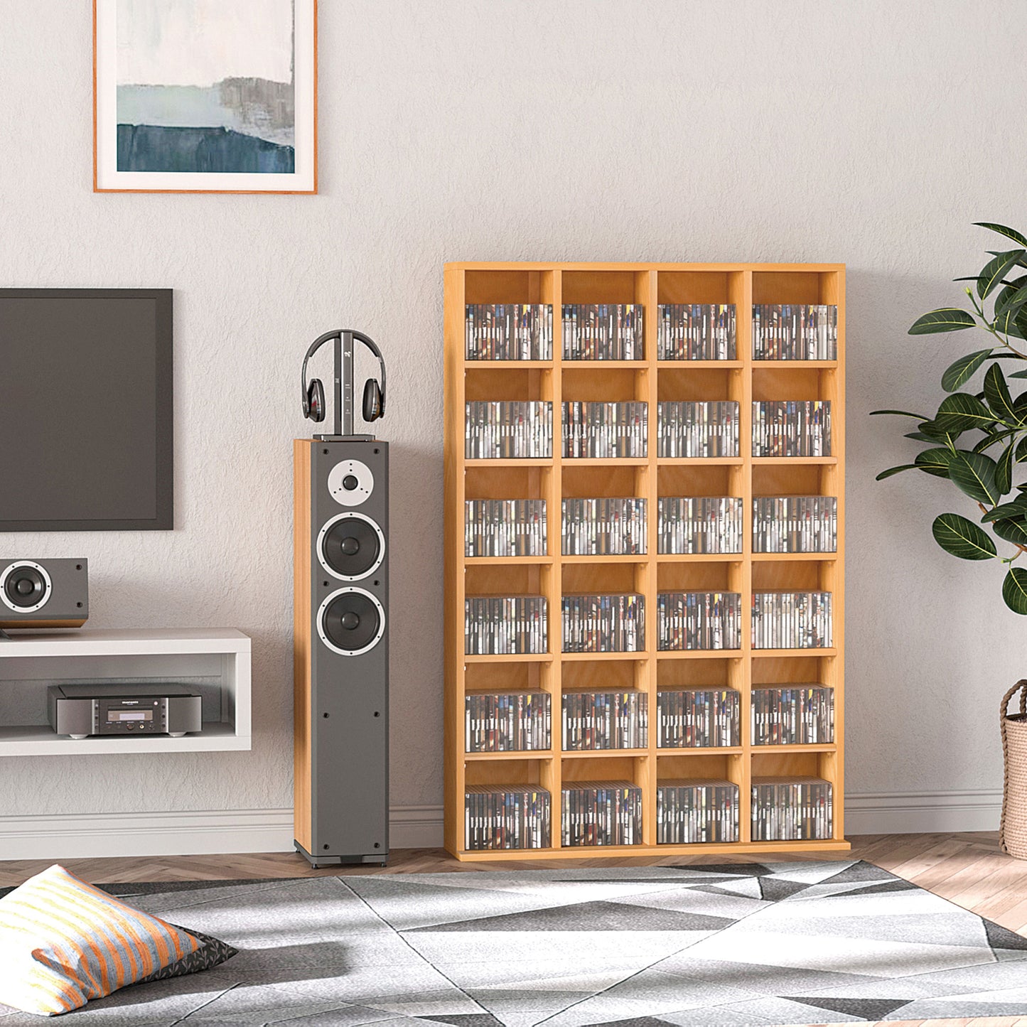 Adjustable Media Storage Unit – Beech Finish