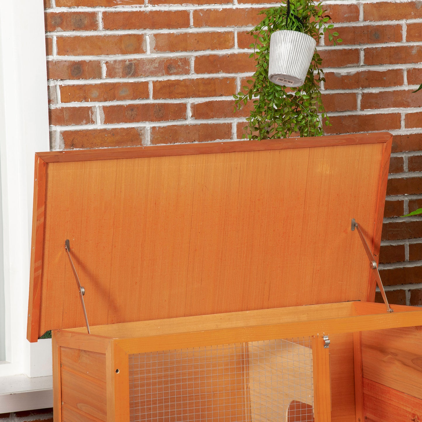 Two-Tier Rabbit Hutch, Wooden Outdoor Pet Cage, with Opening Top