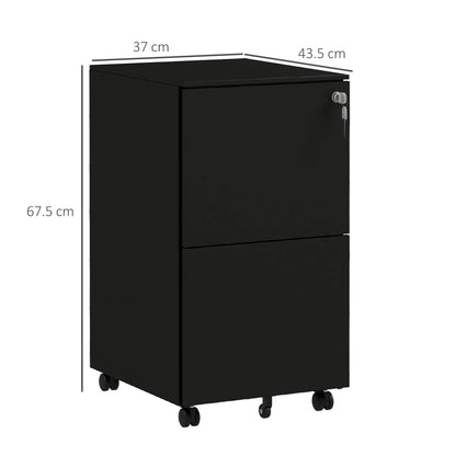 2-Drawer Filing Cabinet with Lock and 5 Wheels, Steel Mobile File Cabinet, for A4, Legal and Letter Size, Pre-Assembled Body