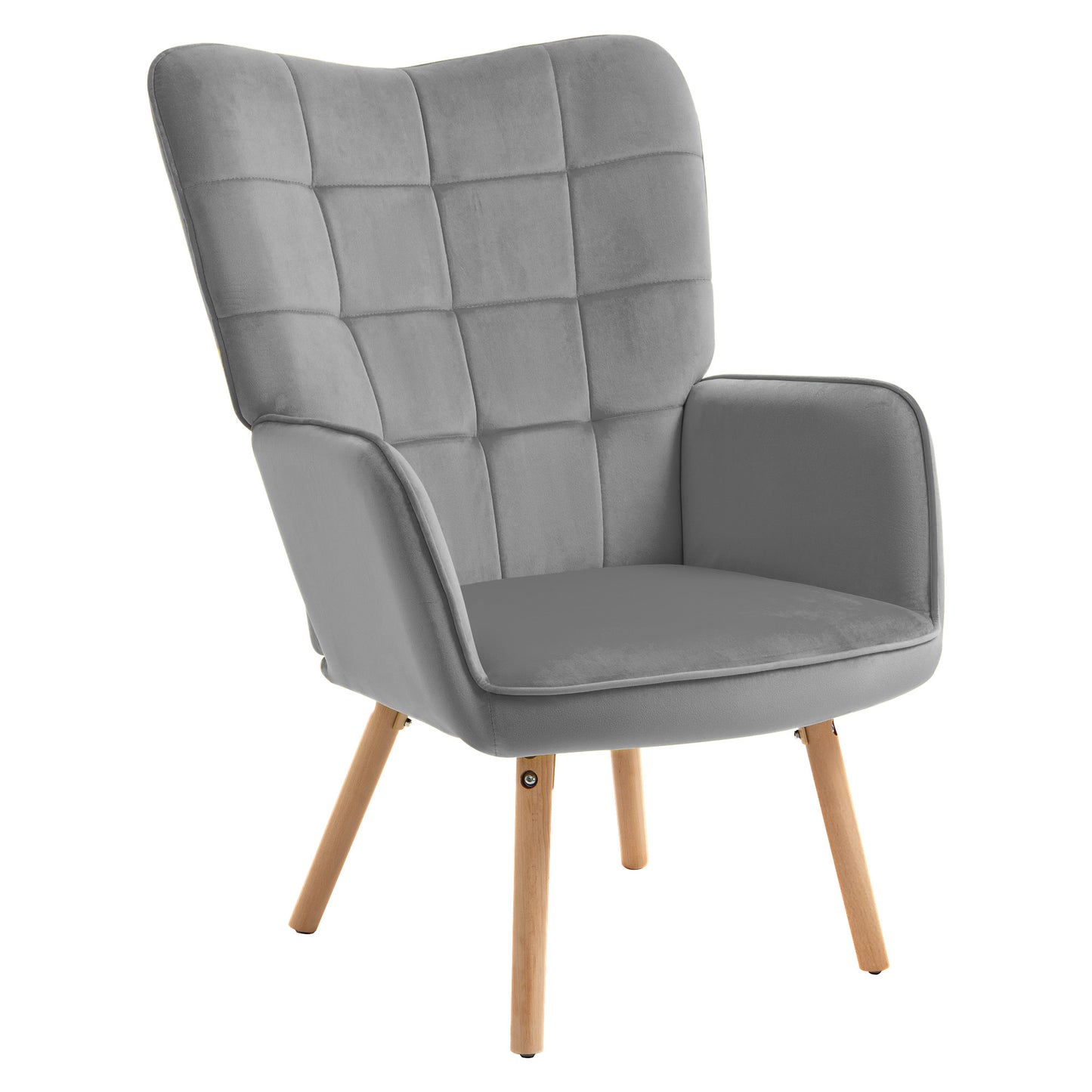 Modern Accent Chair, Upholstered High Back Armchair with Tufted Wingback, Seat Padding