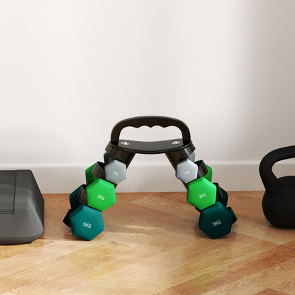 Dumbbells Set with Storage Rack, 2 x 1kg, 2 x 3kg, 2 x 5kg, Grey
