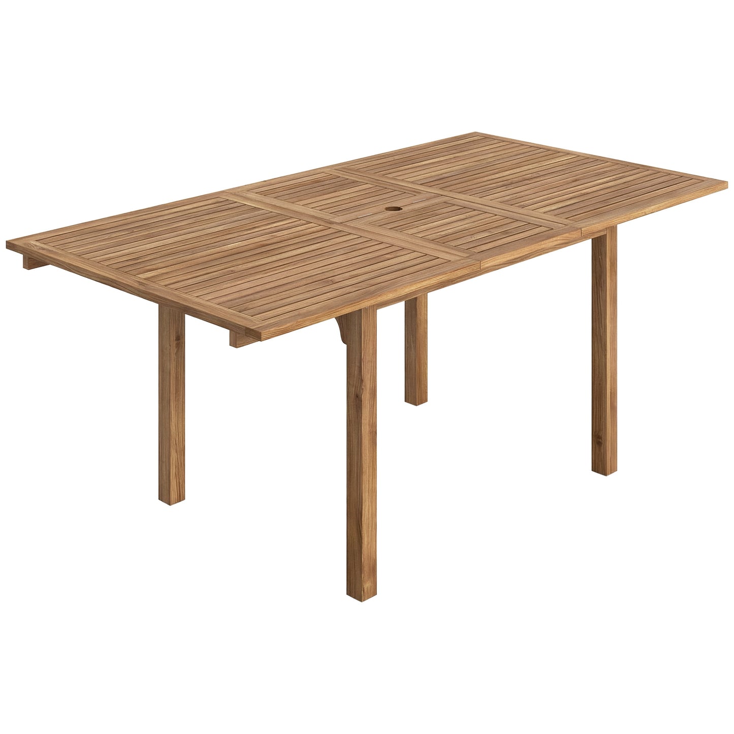 Extending Garden Table, Outdoor Dining Table for 6-8 with Acacia Wood Slatted Tabletop for Balcony Porch