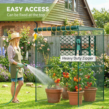 120 x 120cm Compact Plant Cage, with Netting - Green