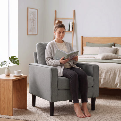 Accent Chair, Removable Pillow Linen Armchair with Comfy Spring Cushion for Living Room, Bedroom, Study, Dark Grey