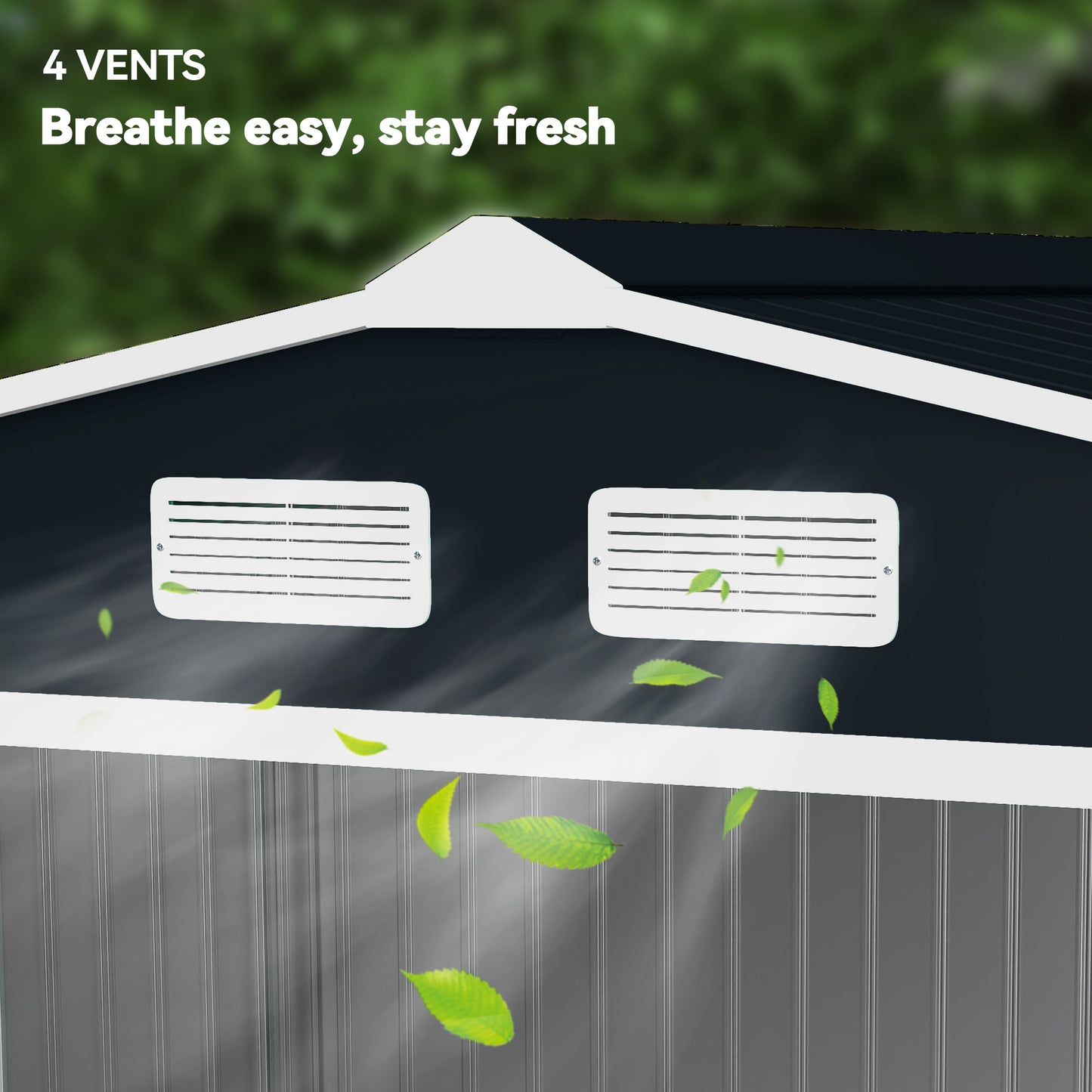 9 x 6ft Metal Bicycle Shed, Outdoor Storage Tool House with Ventilation Slots, Foundation Kit and Lockable Double Doors