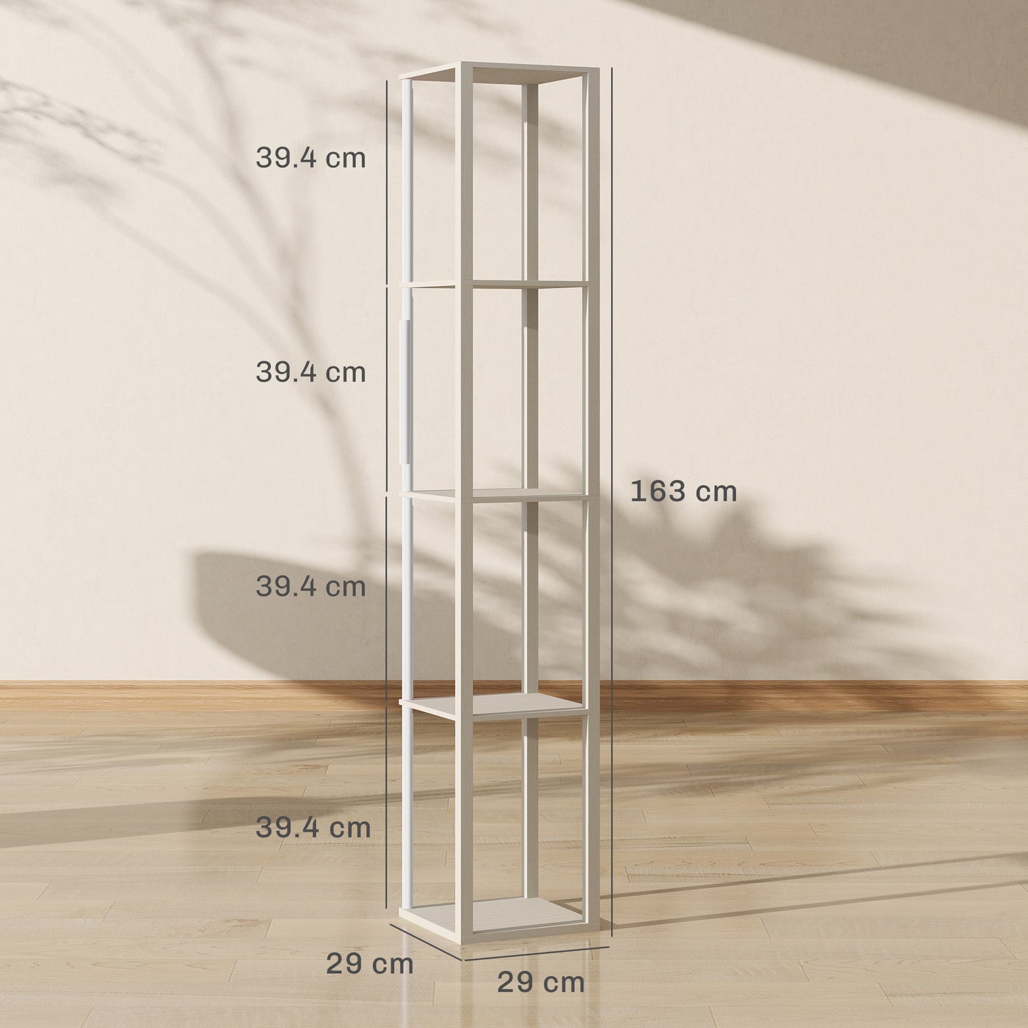 RGB LED Floor Lamp with Shelves, Modern Dimmable Standing Lamp with Remote Control