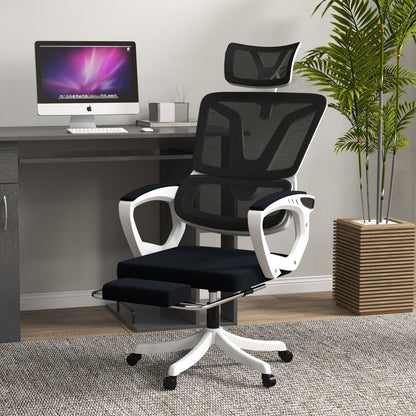 Ergonomic Office Chair, High Back Desk Chair, Reclining Mesh Computer Chair with Adjustable Headrest, Lumbar Support