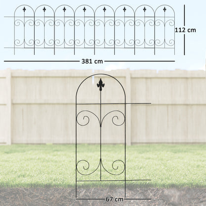 Decorative Garden Fencing, 8PCs 44in x 12.5ft Outdoor Picket Fence Panels