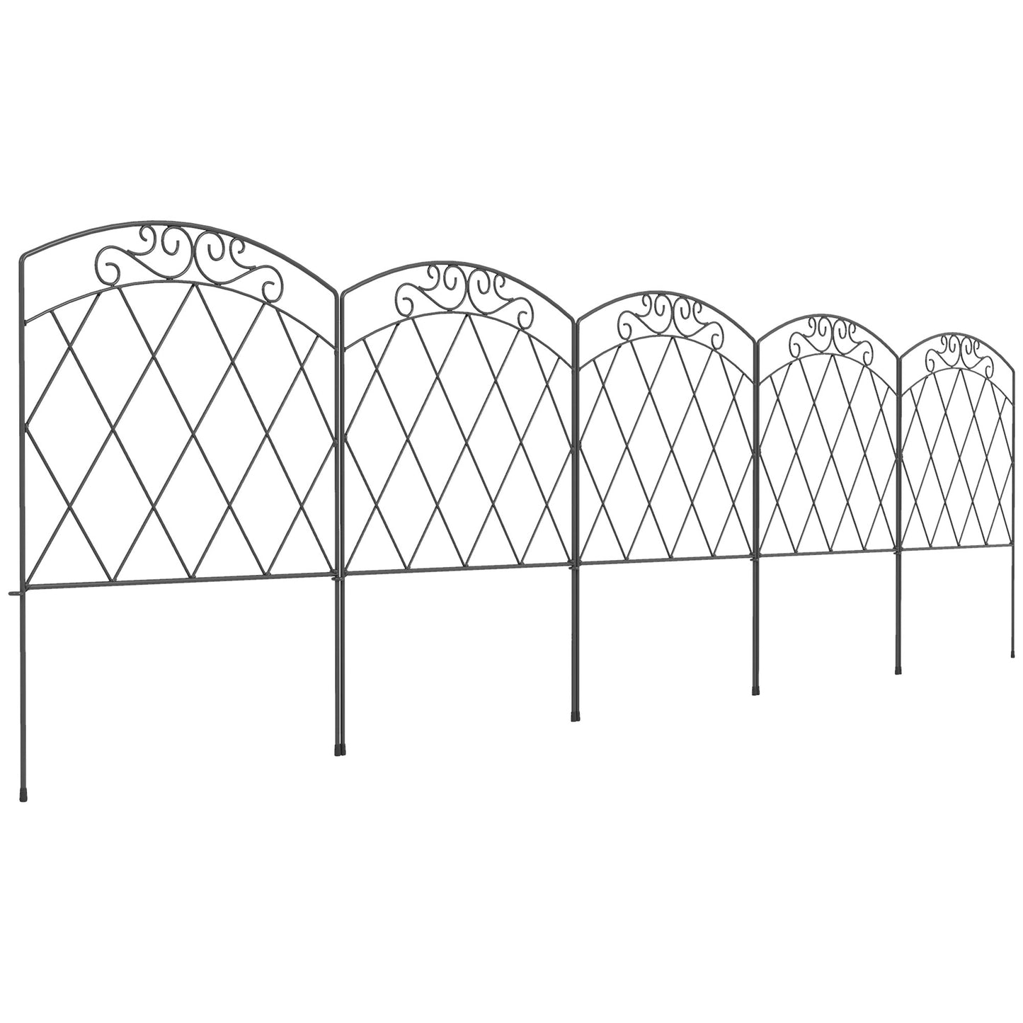 3m Decorative Metal Garden Fence - Diamond and Swirl Pattern