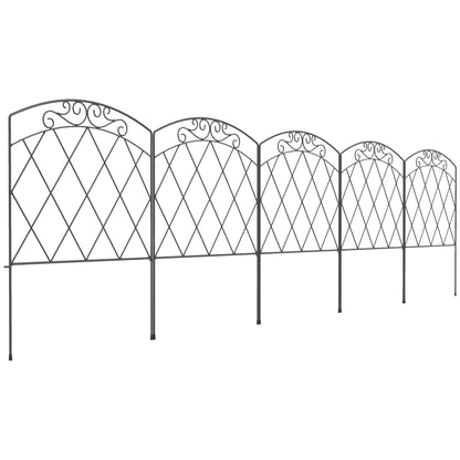 3m Decorative Metal Garden Fence - Diamond and Swirl Pattern