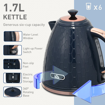 Kettle and Toaster Set, 1.7L 3000W Fast Boil Jug Kettle with Auto Shut Off
