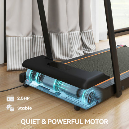2.5HP Walking Pad, 1-6km/h Folding Treadmill with Remote Control and LED Display for Home Gym Office, Orange