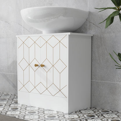 Under Sink Bathroom Cabinet, Under Sink Cabinet with Adjustable Shelf and Open Compartment for Basin with or without Pedestal