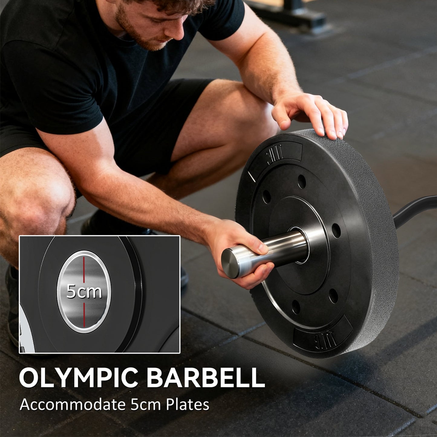 4ft Olympic EZ Curl Bar, Barbell Bar for 2" Weight Plates with Non-Slip Hand Grip 120cm