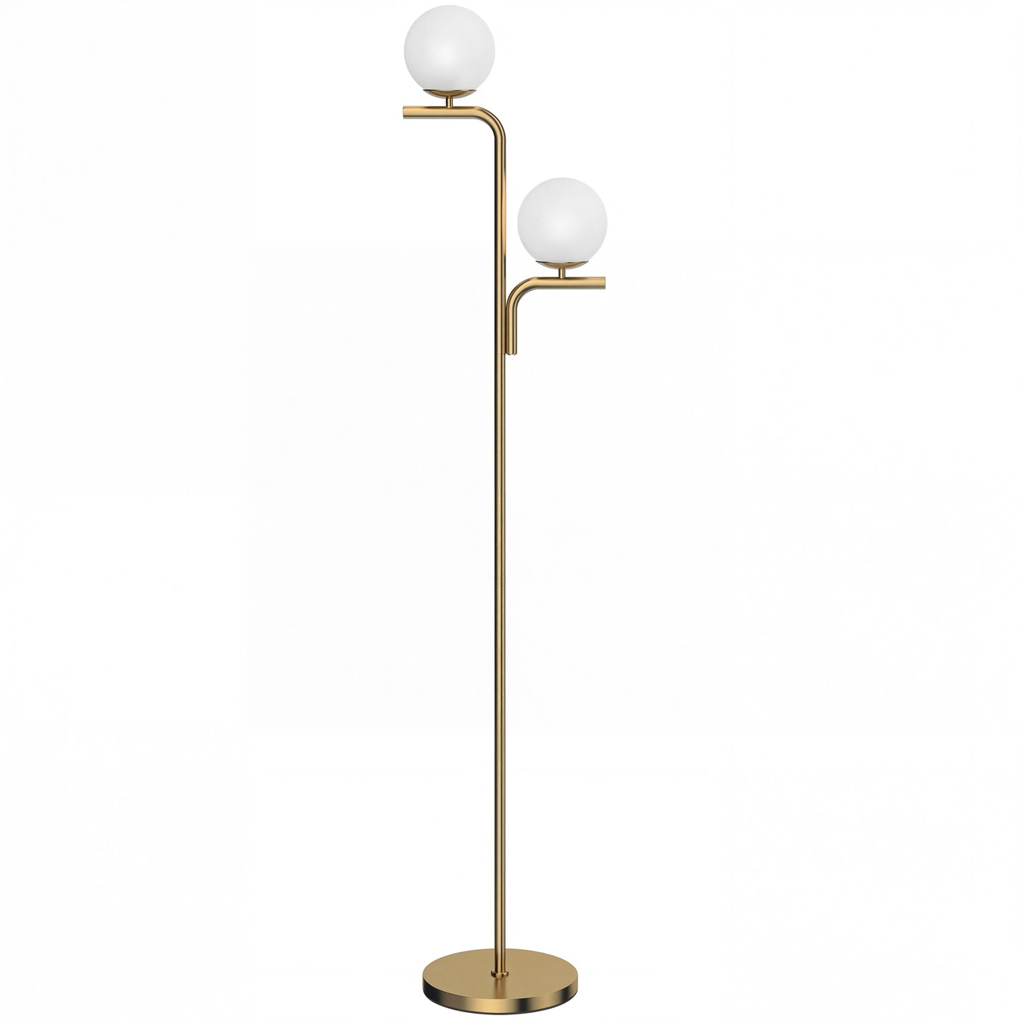 LED Floor Lamp, Modern Standing Lamp with 3 Colour Temperatures, Globe Glass Shades and Foot Switch, Gold Tone