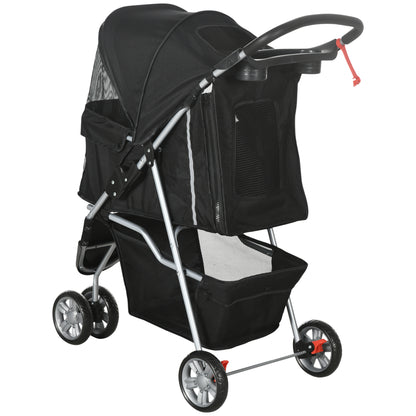 3 Wheel Pet Stroller for Small and Miniature Dogs, Black