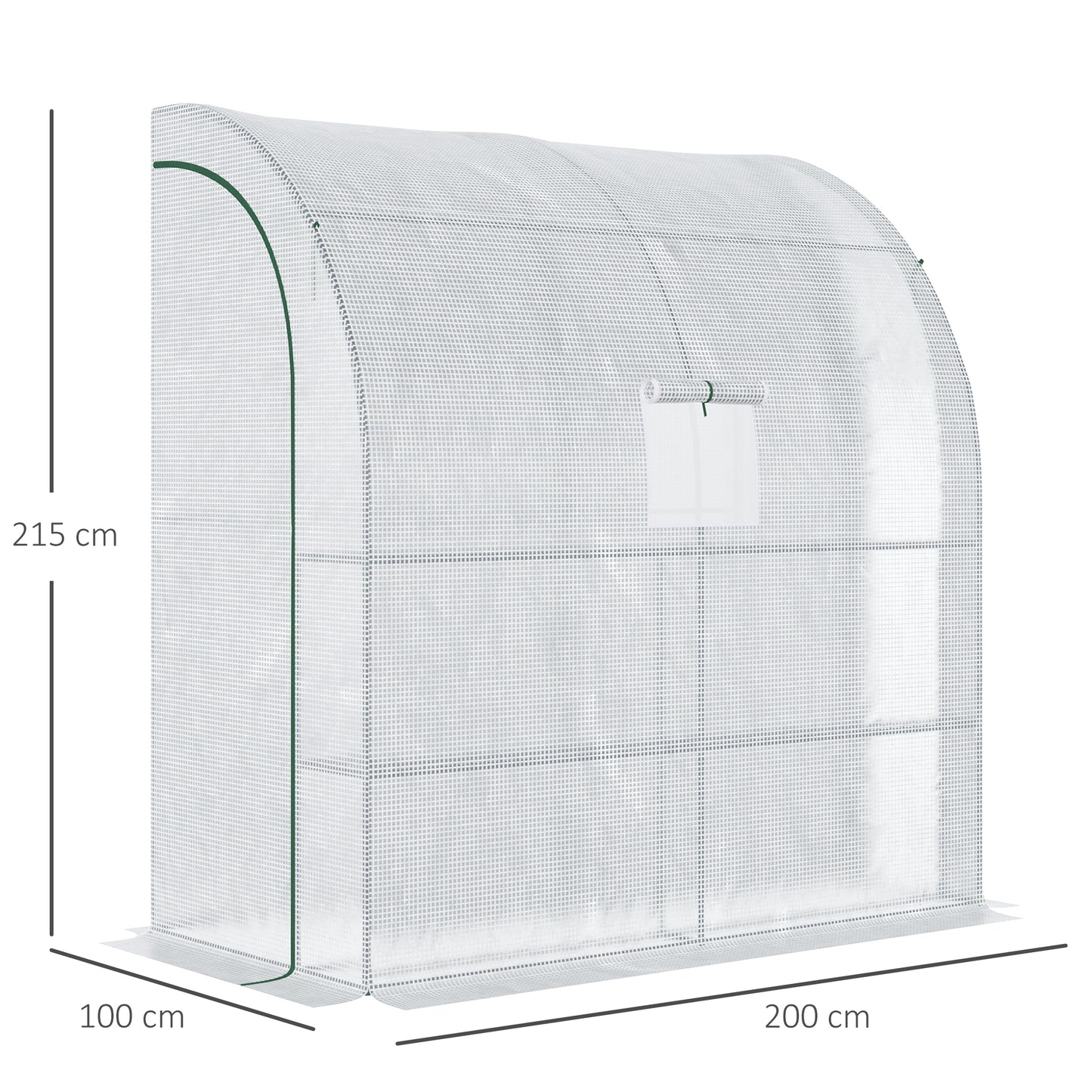 Walk-In Lean to Wall Greenhouse with Windows and Doors, Outdoor Green House with 3 Tiers 4 Wired Shelves