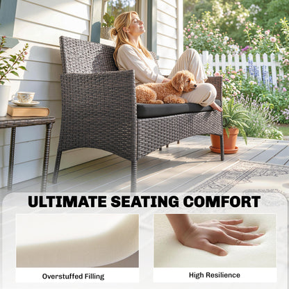 Outdoor Seat Cushion Pads for Rattan Furniture, 3 PCs Garden Furniture Cushions, Black