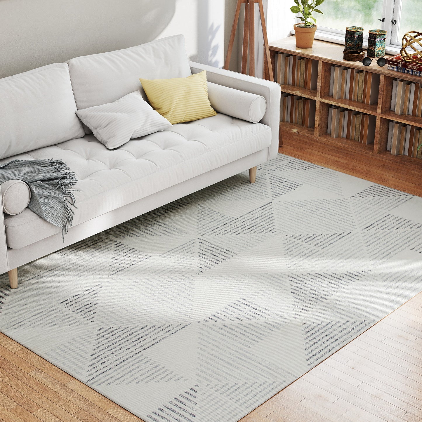 Modern Area Rug, Geometric Pattern Non-Slip Washable Rug, Soft Floor Carpet for Living Room, Bedroom, Dining Room