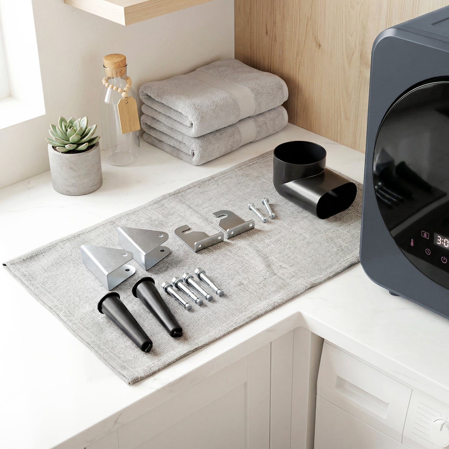 Vented Tumble Dryer, 4 kg Front Tumble Dryer with Stainless Steel Tub, 800W Compact Freestanding Grey