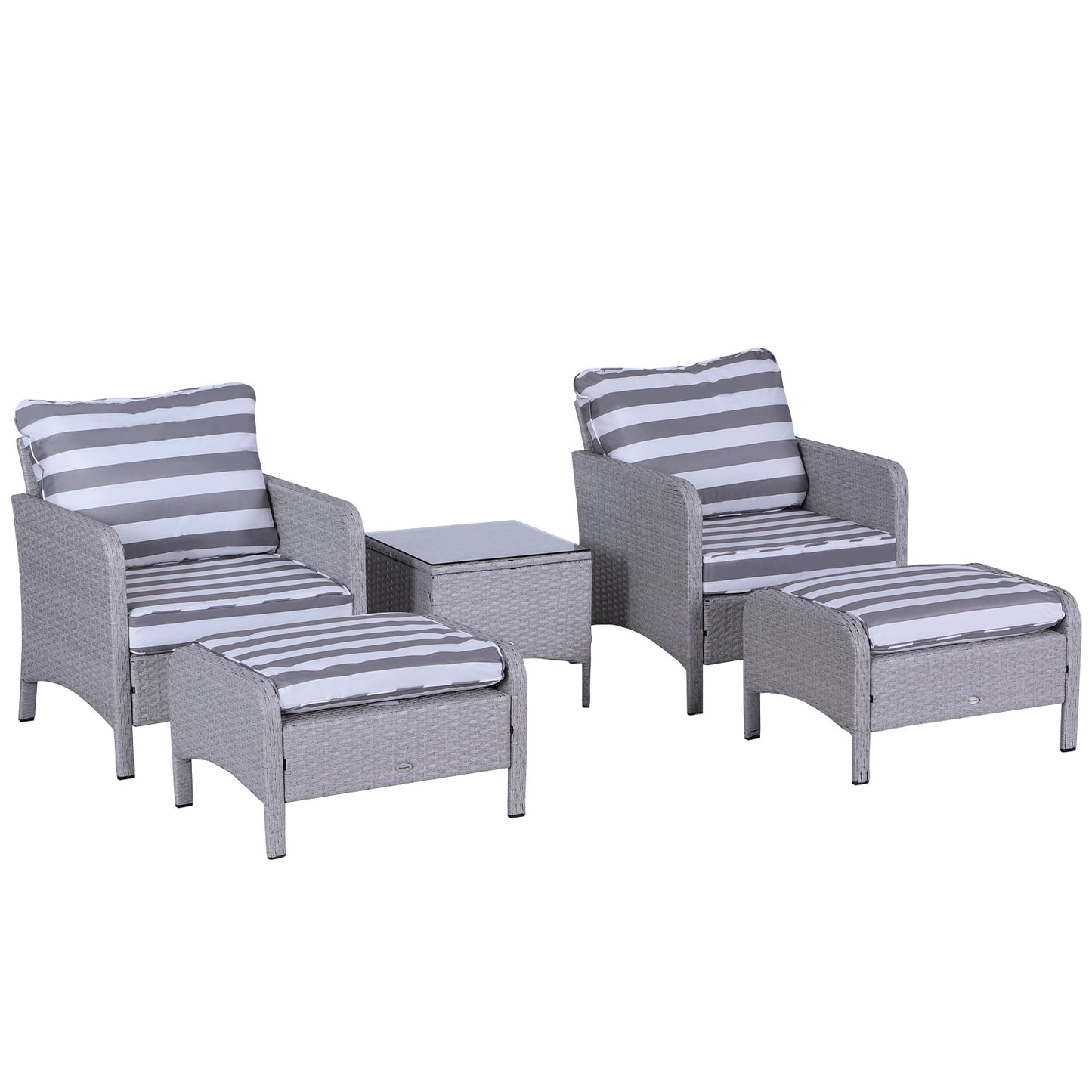 5 Pieces PE Rattan Garden Furniture Set with 10cm Thick Padded Cushions, Wicker Weave Outdoor Seating Chairs