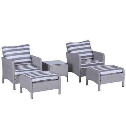 5 Pieces PE Rattan Garden Furniture Set with 10cm Thick Padded Cushions, Wicker Weave Outdoor Seating Chairs