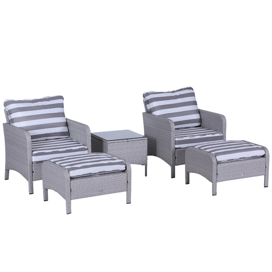 5 Pieces PE Rattan Garden Furniture Set with 10cm Thick Padded Cushions, Wicker Weave Outdoor Seating Chairs