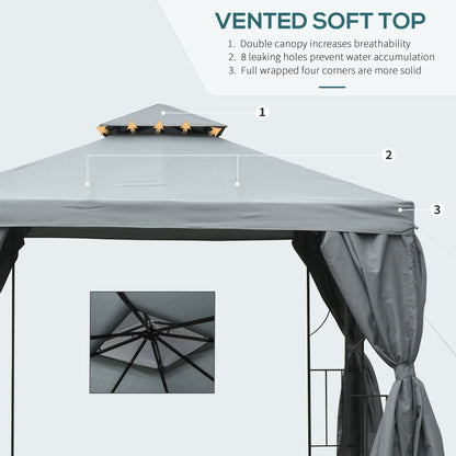 3 x 3 m Garden Gazebo Double Roof Marquee Patio Wedding Party Tent Canopy Shelter with Sidewalls, (Dark Grey)