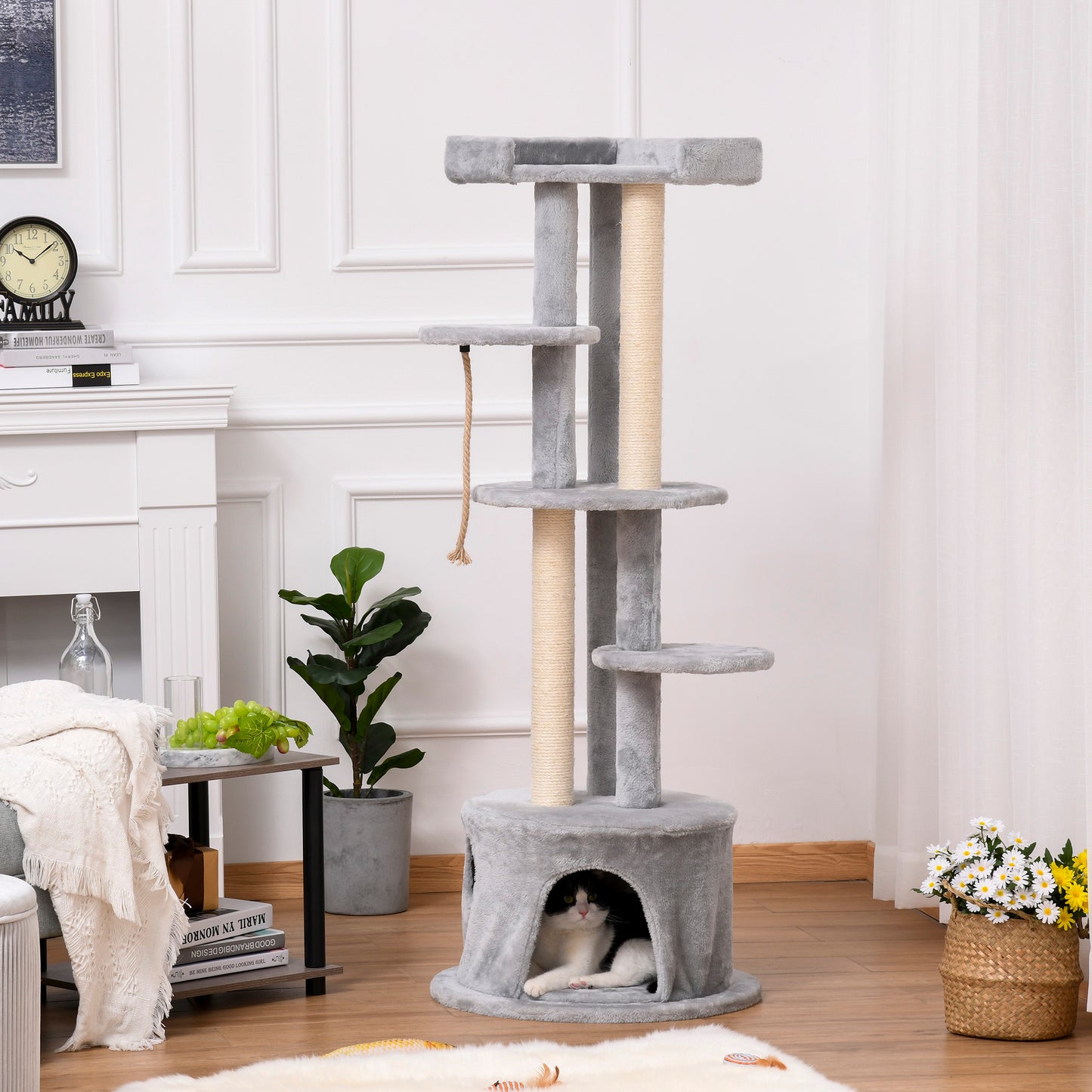 Cat Tree for Indoor Cats Kitten Tower Multi-level Activity Centre Pet Furniture with Scratching Post Condo Hanging Ropes Plus